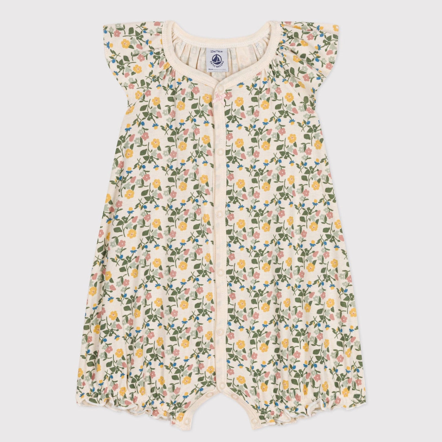 女婴绿色碎花棉连体衣