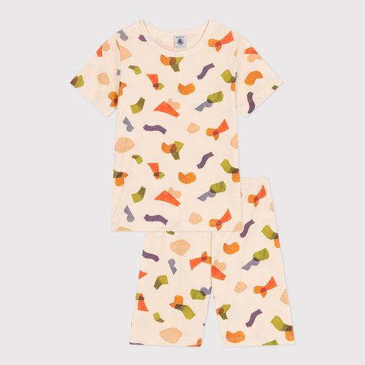 儿童象牙白印花棉睡衣套装