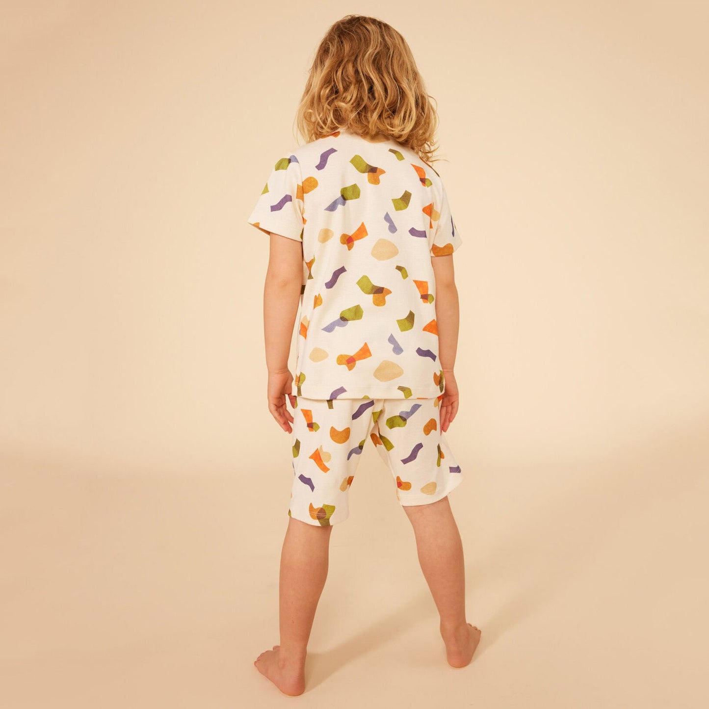 儿童象牙白印花棉睡衣套装