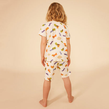 儿童象牙白印花棉睡衣套装