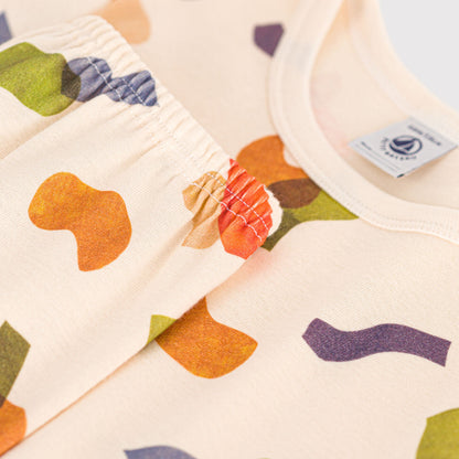 儿童象牙白印花棉睡衣套装