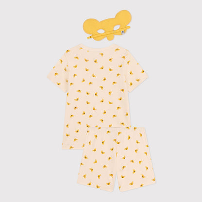 儿童奶油白印花棉睡衣套装