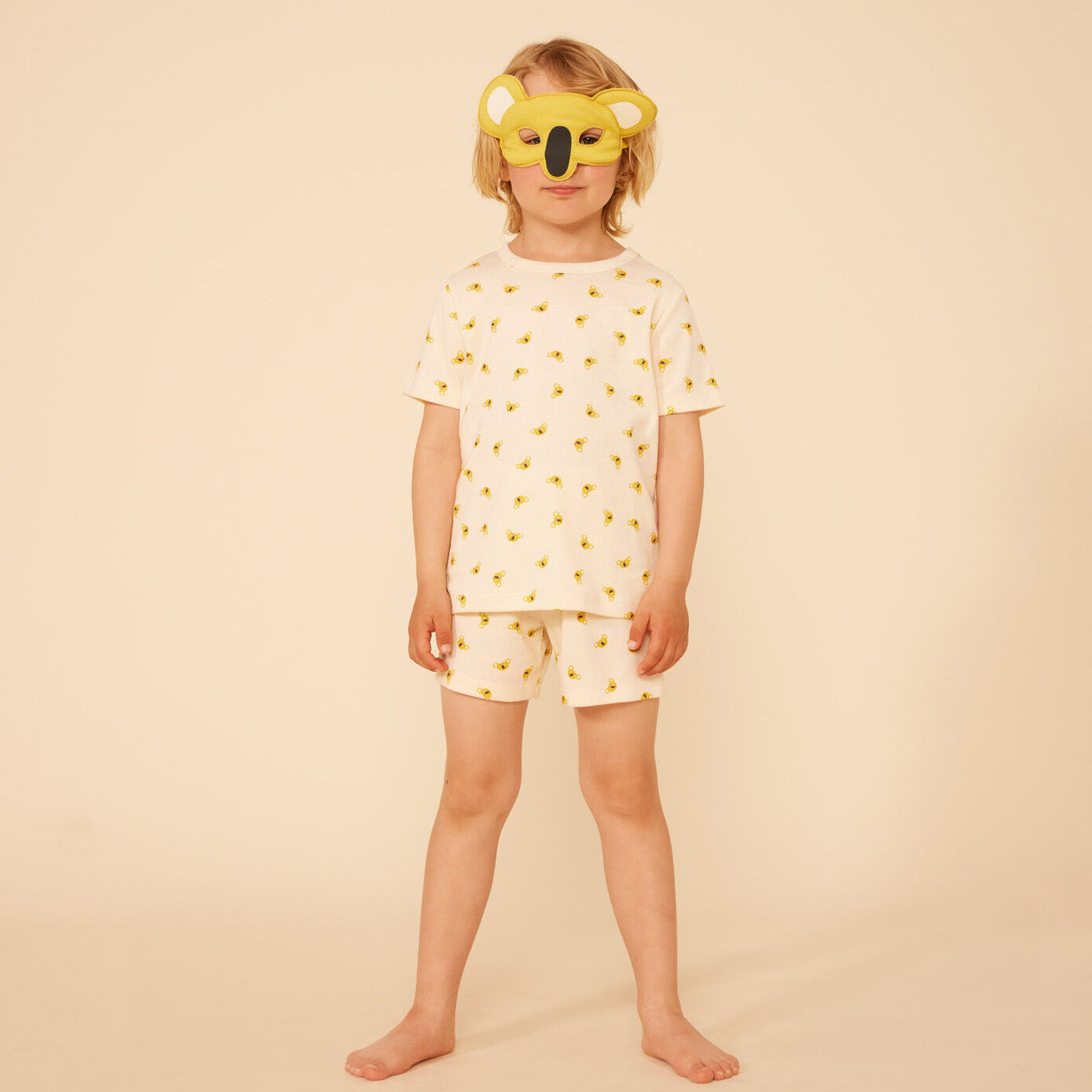 儿童奶油白印花棉睡衣套装