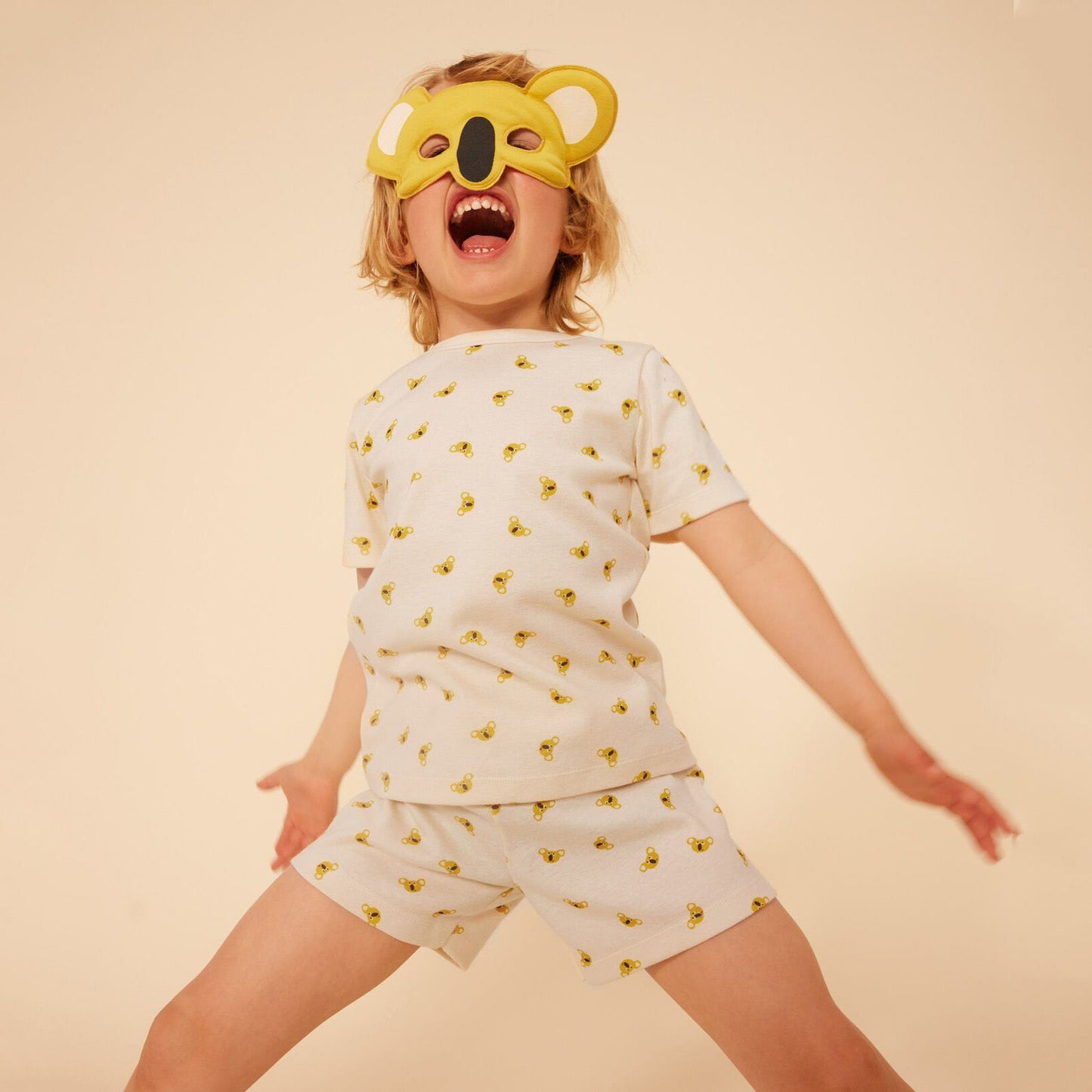 儿童奶油白印花棉睡衣套装