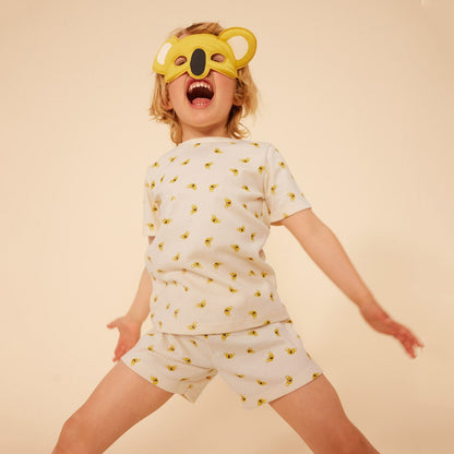 儿童奶油白印花棉睡衣套装