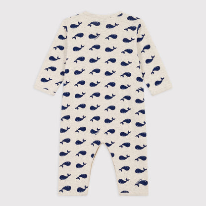 婴儿浅灰色印花棉连体衣