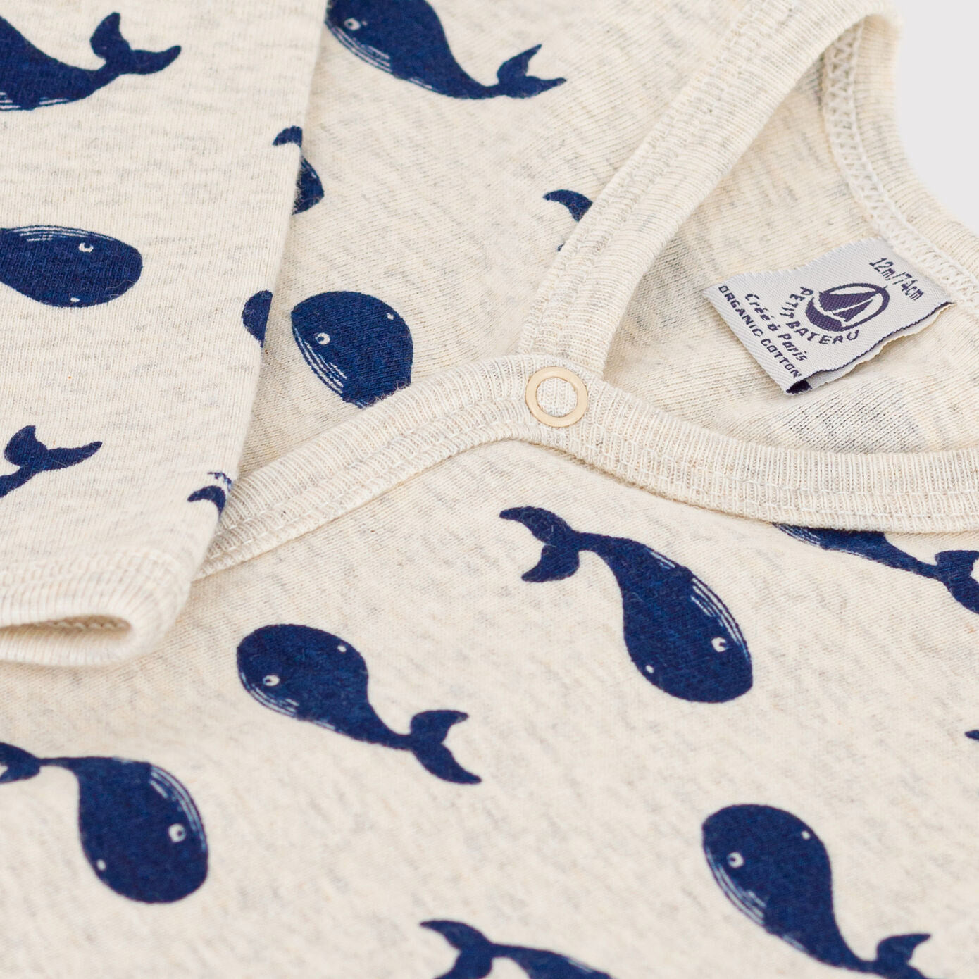 婴儿浅灰色印花棉连体衣