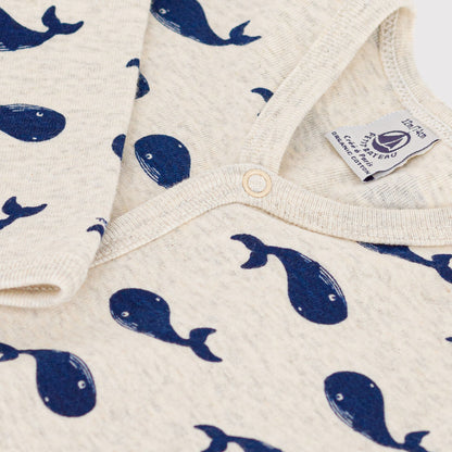 婴儿浅灰色印花棉连体衣