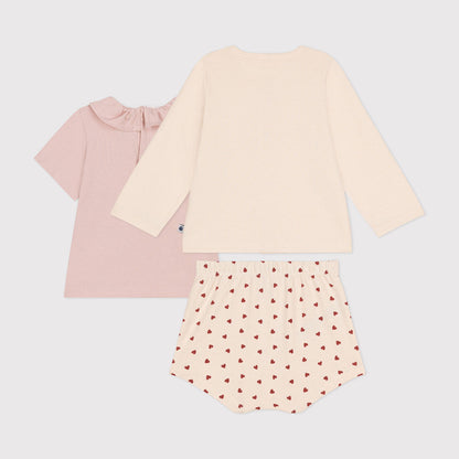 女婴白色棉套装(3件)