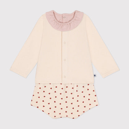 女婴白色棉套装(3件)