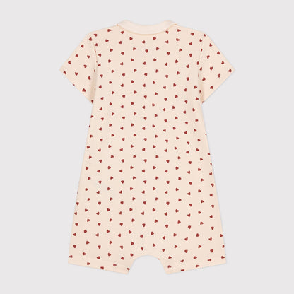 女婴象牙白爱心棉连体衣