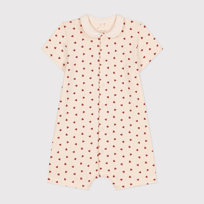 女婴象牙白爱心棉连体衣