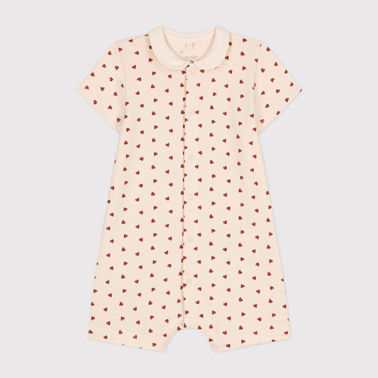 女婴象牙白爱心棉连体衣