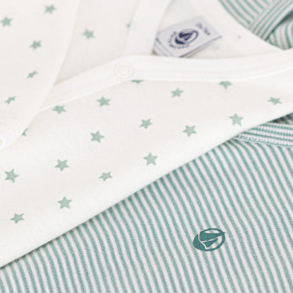 婴儿绿色条纹棉连体衣套装(2件)