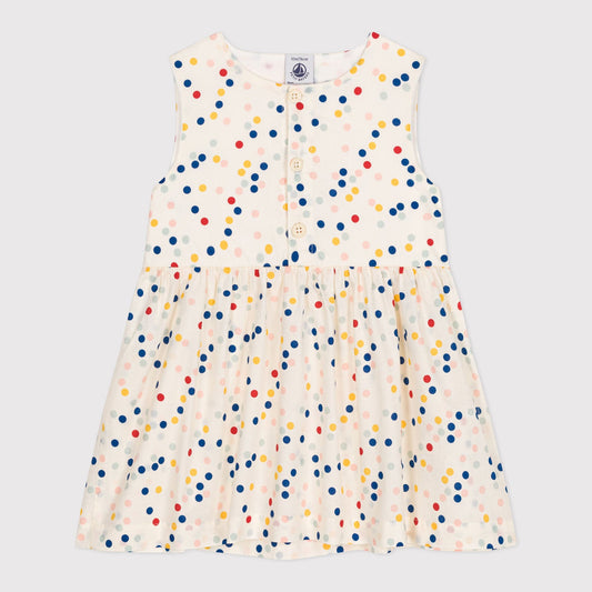 女婴彩色圆点棉连衣裙