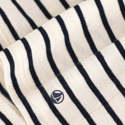 女婴藏青色条纹棉连衣裙