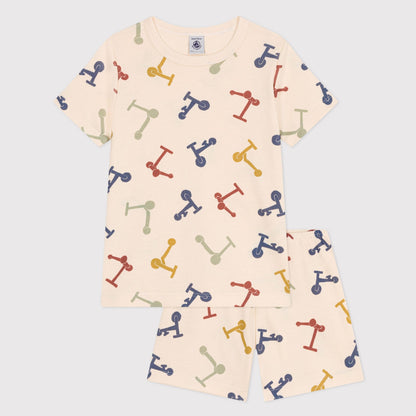 儿童米白色印花棉睡衣套装