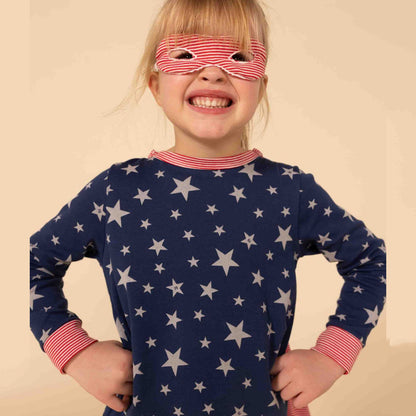 儿童藏青色星星棉睡衣套装