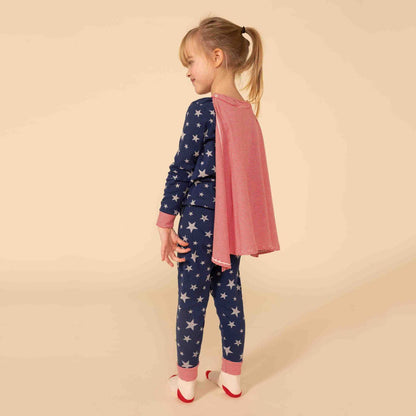 儿童藏青色星星棉睡衣套装