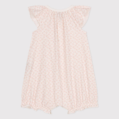 女婴粉色碎花棉连体衣