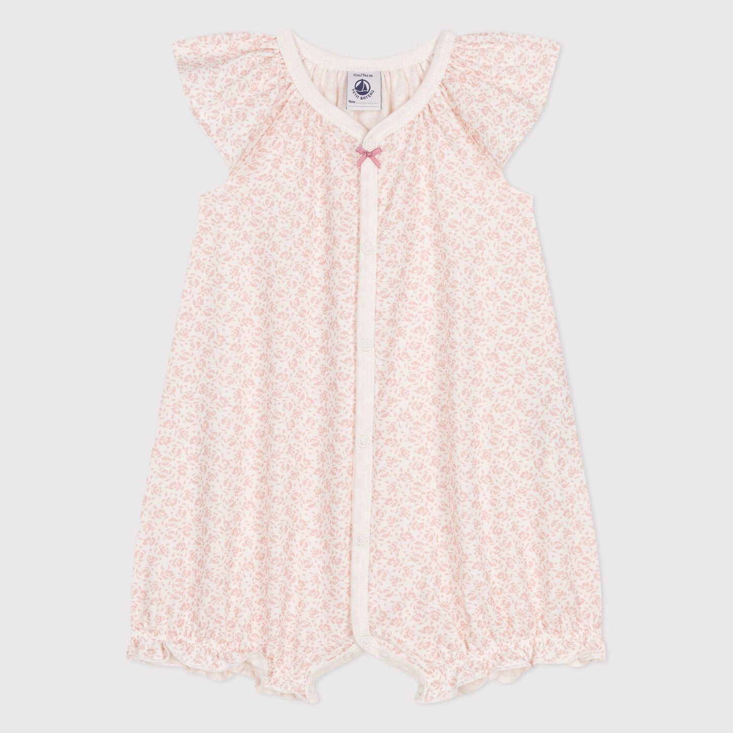 女婴粉色碎花棉连体衣