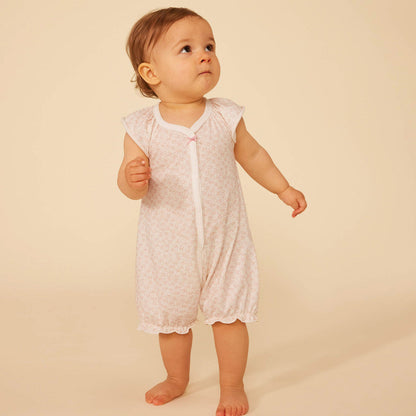女婴粉色碎花棉连体衣