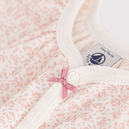 女婴粉色碎花棉连体衣