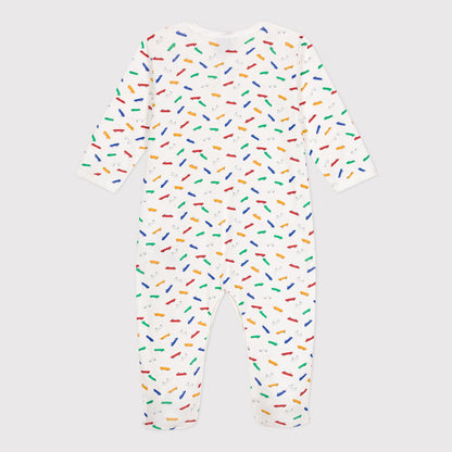 婴儿白色印花棉连体衣