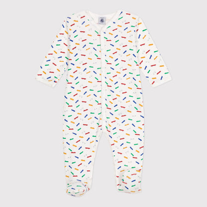 婴儿白色印花棉连体衣