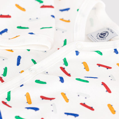 婴儿白色印花棉连体衣