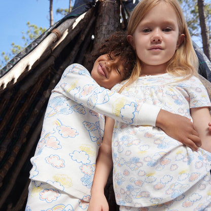 儿童白色棉睡衣套装