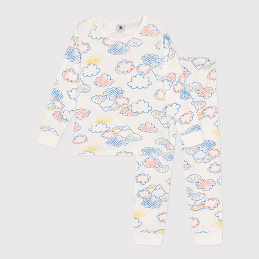 儿童白色棉睡衣套装