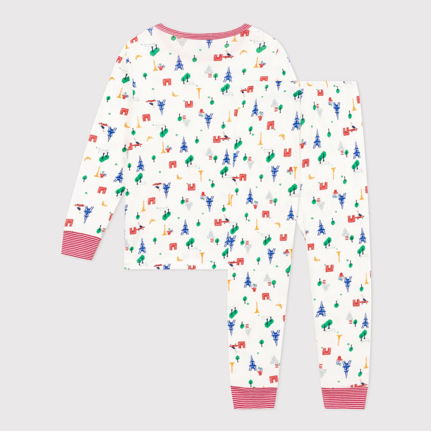 男童白色印花棉睡衣套装