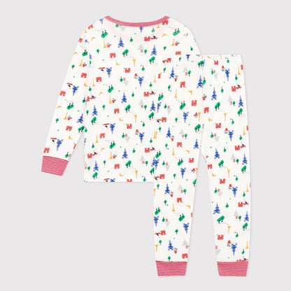 男童白色印花棉睡衣套装