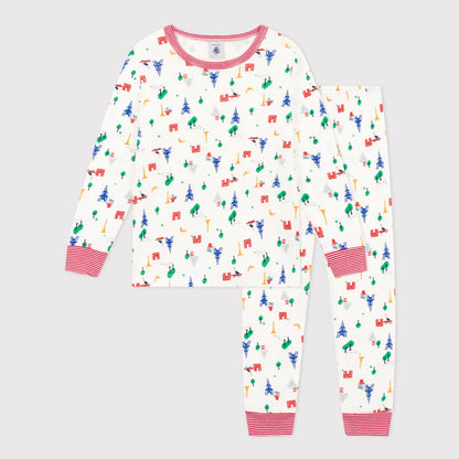 男童白色印花棉睡衣套装