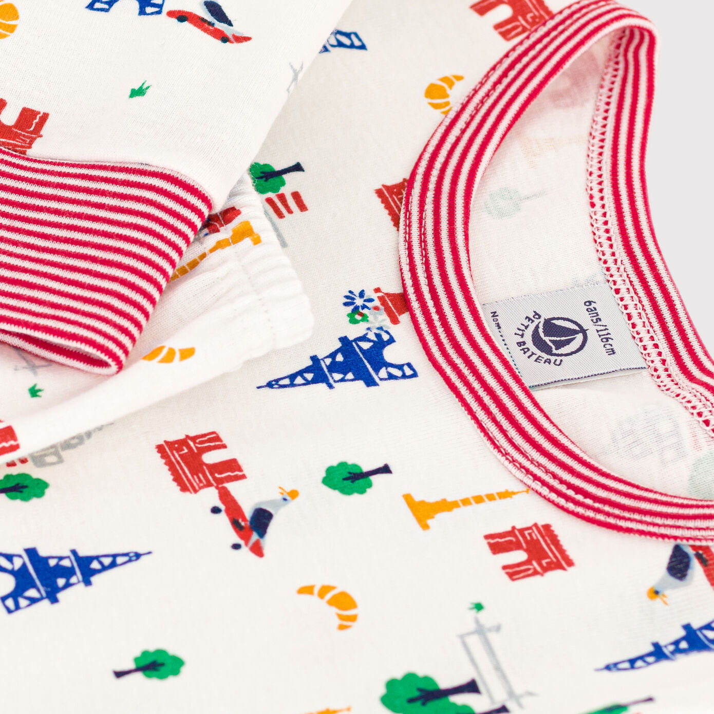 男童白色印花棉睡衣套装