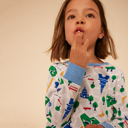 儿童绿色印花棉睡衣套装