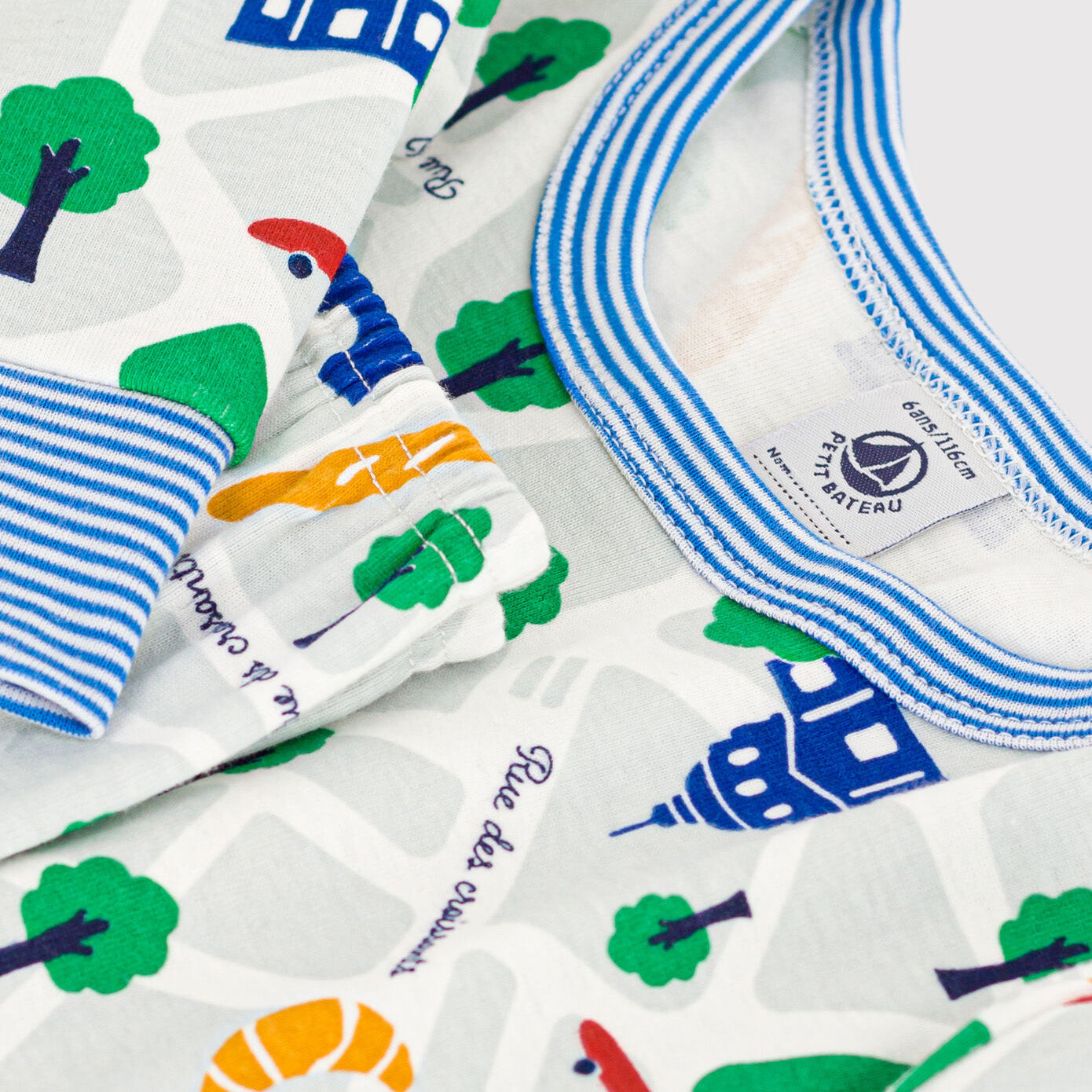 儿童绿色印花棉睡衣套装