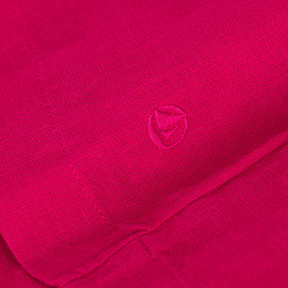 女童玫红色亚麻连衣裙