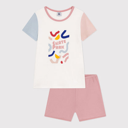 女童白色棉睡衣套装