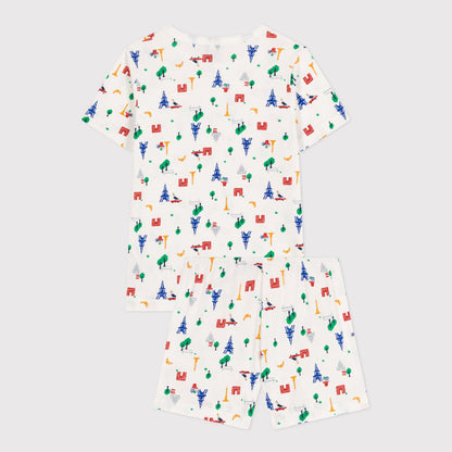 儿童白色印花棉睡衣套装