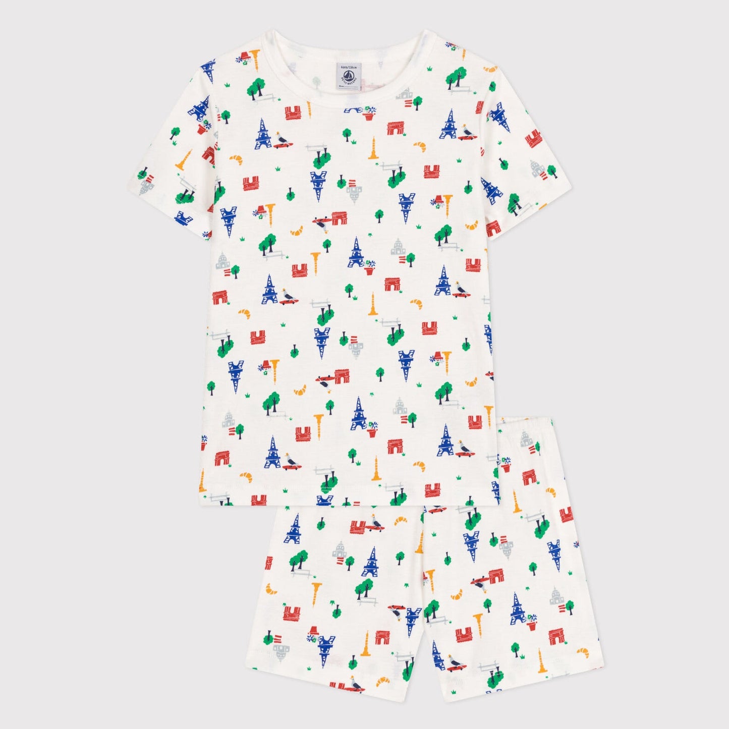 儿童白色印花棉睡衣套装