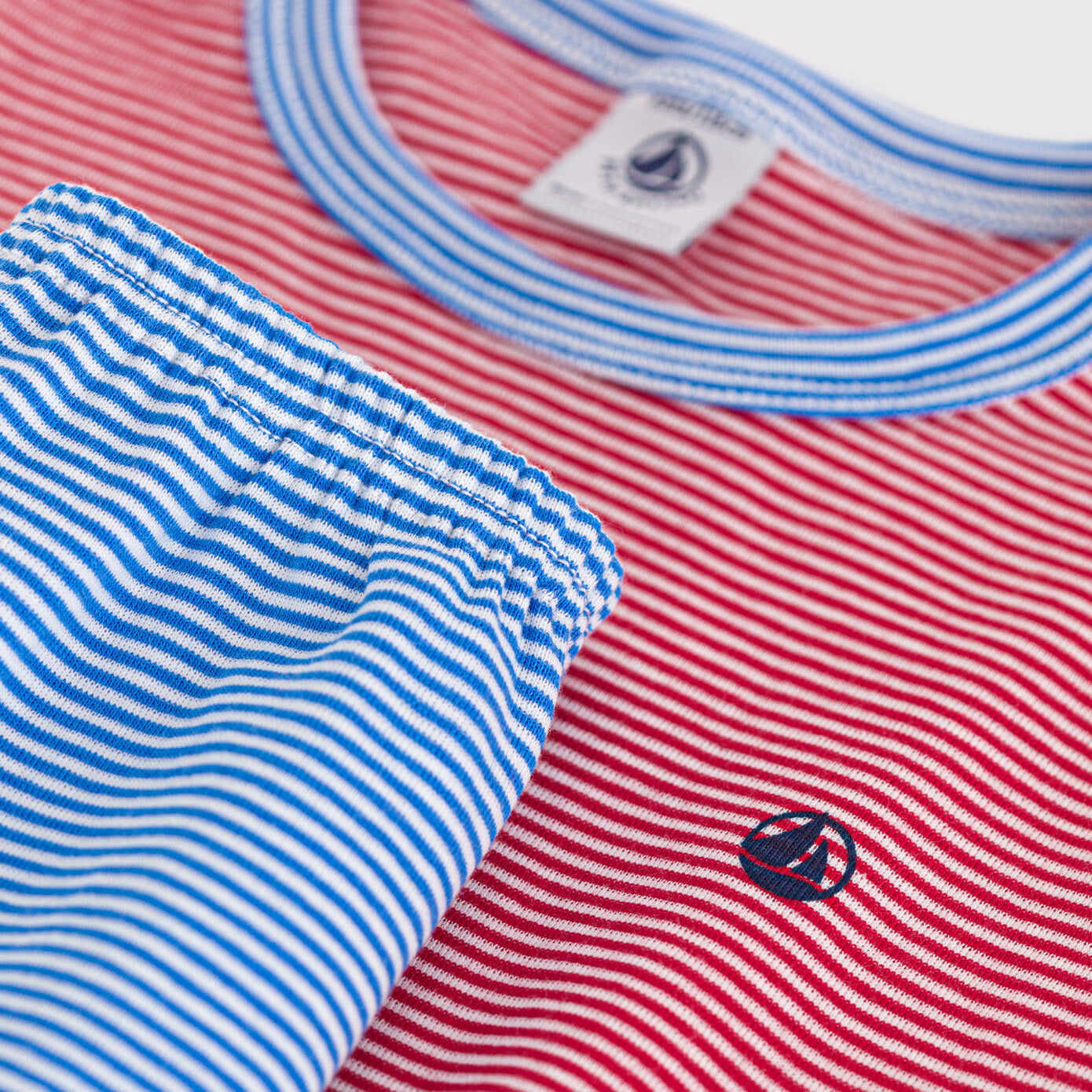 男童红色条纹棉睡衣套装