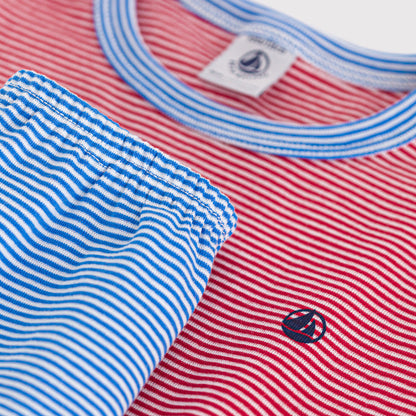 男童红色条纹棉睡衣套装