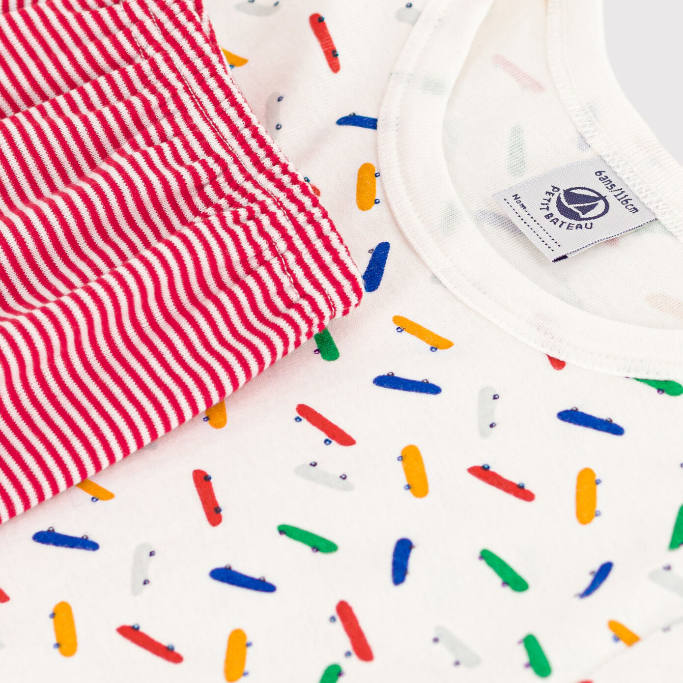 儿童白色印花棉睡衣套装