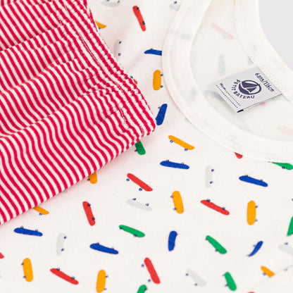 儿童白色印花棉睡衣套装