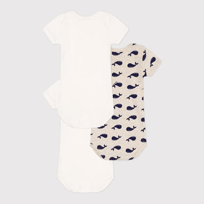 婴儿白色棉连体衣套装(3件)