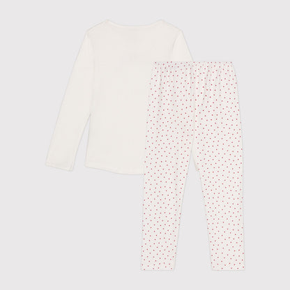 女童白色棉睡衣套装