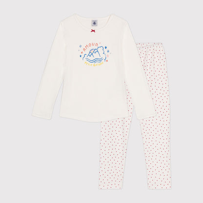 女童白色棉睡衣套装