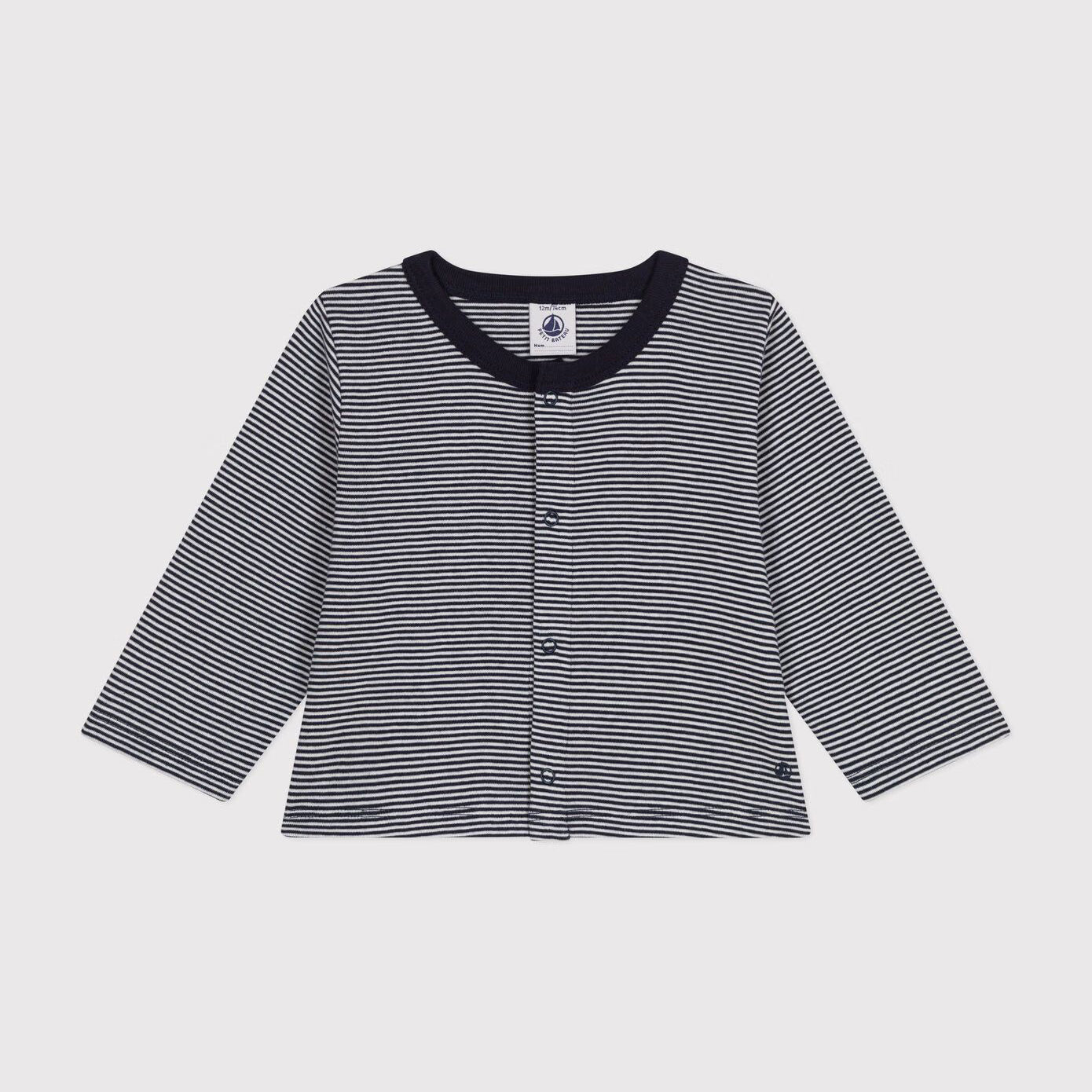 女婴黑白条纹棉开衫